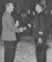 Prien receives his Knight's Cross from Hitler in Berlin